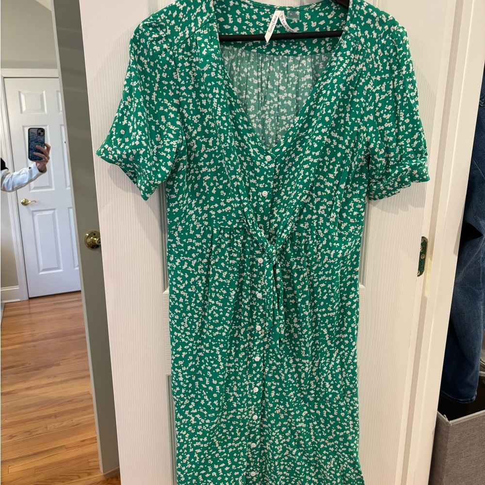 Seraphine Maternity Green Floral Summer Dress